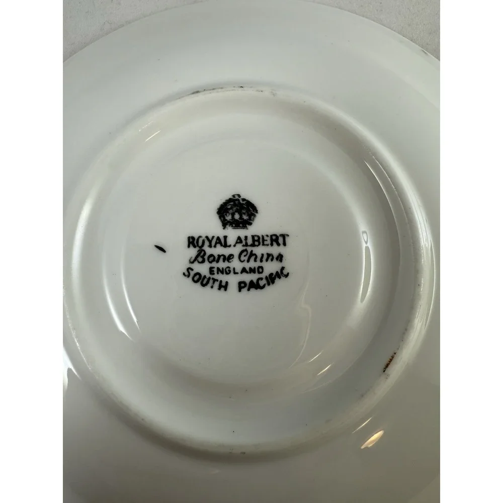 Mid Century Modern Teacup Royal Albert South Pacific Saucer Black Yellow Atomic
